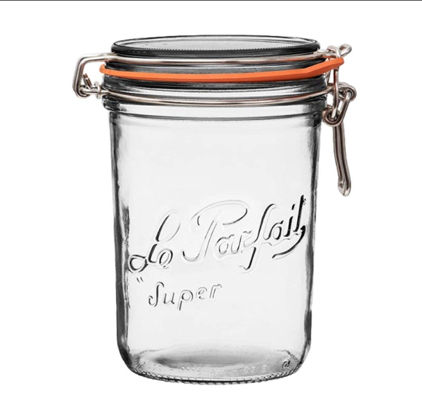 Foie Gras Glass Jar Stainless Steel Wire Wide Mouth French with Straight Bodies Glass Lids Rubber Seals 125ml 4oz