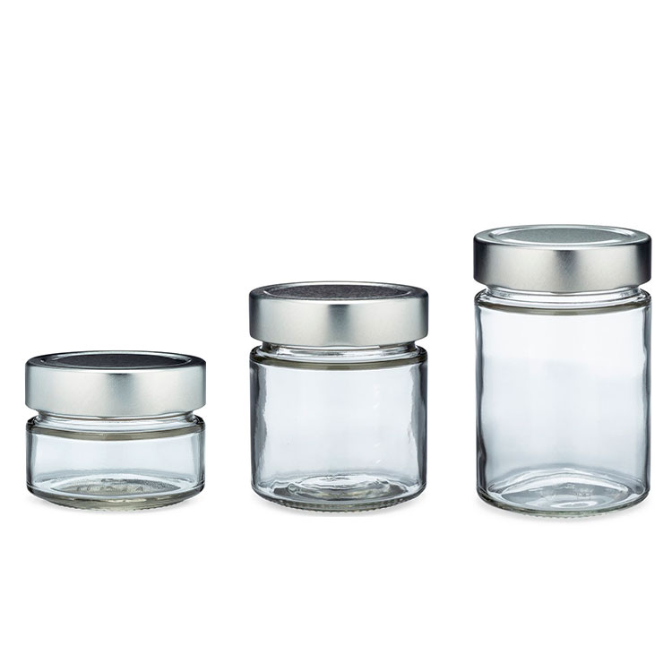 Food Canning Clear Empty Ergo Glass Jar With Metal Lid For Spice Jam