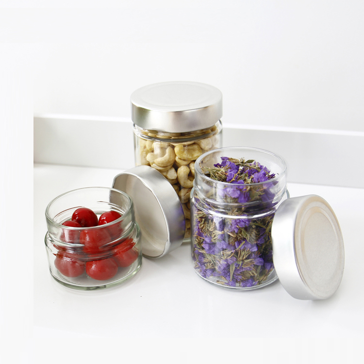Food Canning Clear Empty Ergo Glass Jar With Metal Lid For Spice Jam