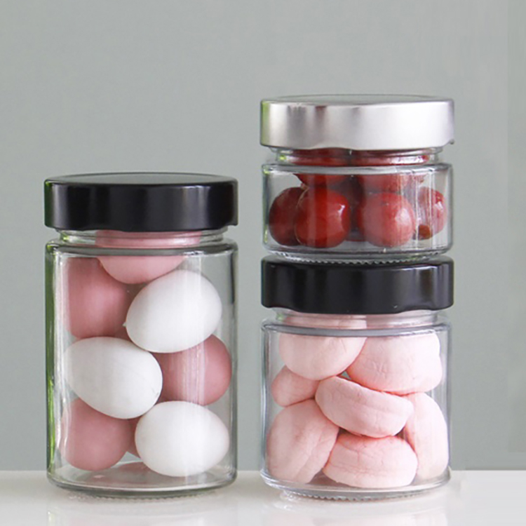 Food Canning Clear Empty Ergo Glass Jar With Metal Lid For Spice Jam
