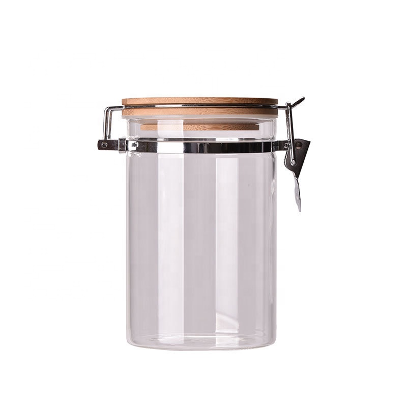 Food Container Storage Clear Borosilicate Coffee Cookie Empty Candy Glass Clip Lid Jars