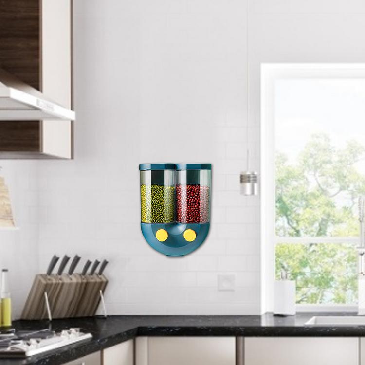 Food Dispenser Wall-mounted Household Tea Storage Jar Round plastic Storage Container Jar With Glass Lid