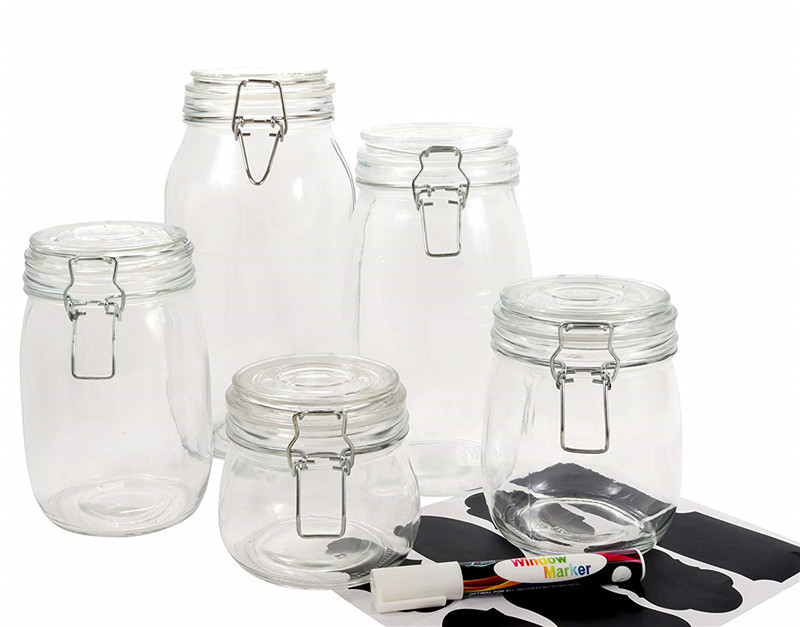 Food Glass Mason Jar with Lock Hinged Clip Sealing Lid