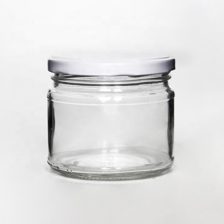 Food Glass Storage Bottle 10oz Wide Mouth Clear Glass Salsa Jars With Twist Off Lid