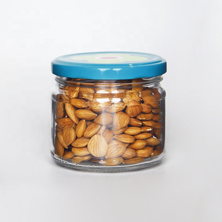 Food Glass Storage Bottle 10oz Wide Mouth Clear Glass Salsa Jars With Twist Off Lid