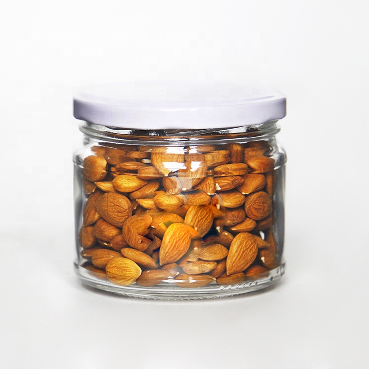 Food Glass Storage Bottle 10oz Wide Mouth Clear Glass Salsa Jars With Twist Off Lid