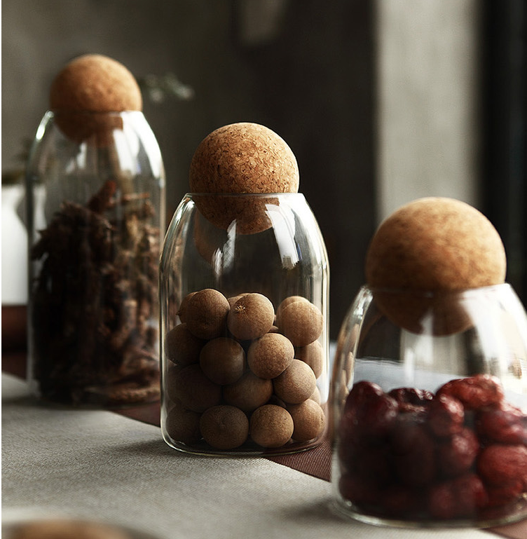Food Glass jar Wooden lid 200ml 300ml 500ml airtigh Glass Jar container With Bamboo Lid