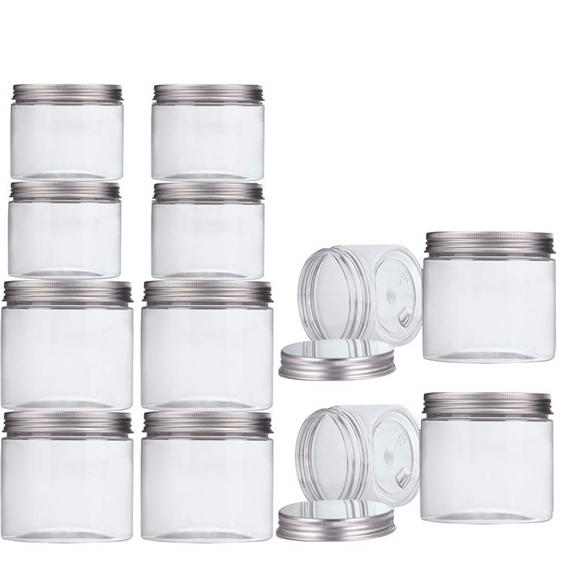 Food Grade 100ml 120ml 150ml 200ml 250ml Cosmetic Packaging Clear PET Plastic Cream Jar with aluminium lids