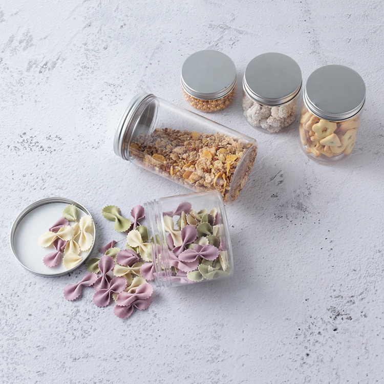 Food Grade 100ml 120ml 150ml 200ml 250ml Cosmetic Packaging Clear PET Plastic Cream Jar with aluminium lids