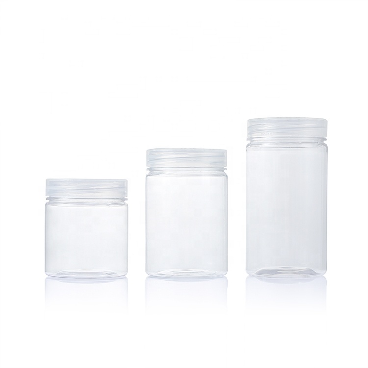 Food Grade 100ml 120ml 150ml 200ml 250ml Cosmetic Packaging Clear PET Plastic Cream Jar with aluminium lids
