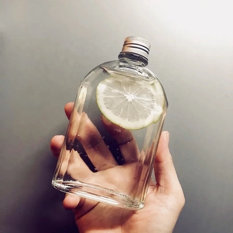 Food Grade 100ml Clear Flat Square Shape Glass Fruit Wine Liquor Bottle With Screw Cap