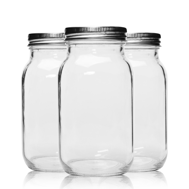 Food Grade 24oz 720ml Clear Round Glass Canning Jars for Jam Cookie Pickles