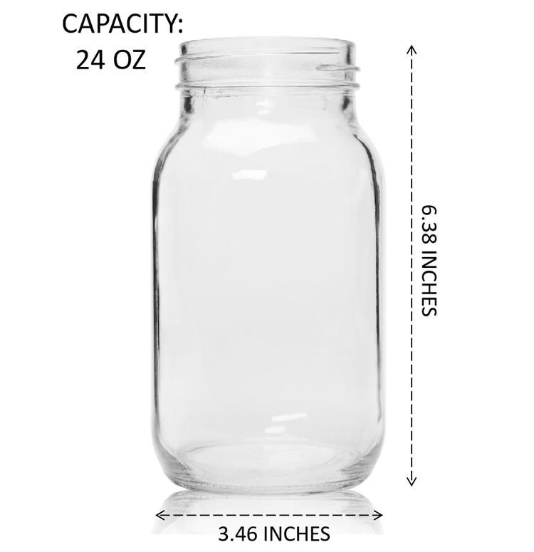 Food Grade 24oz 720ml Clear Round Glass Canning Jars for Jam Cookie Pickles