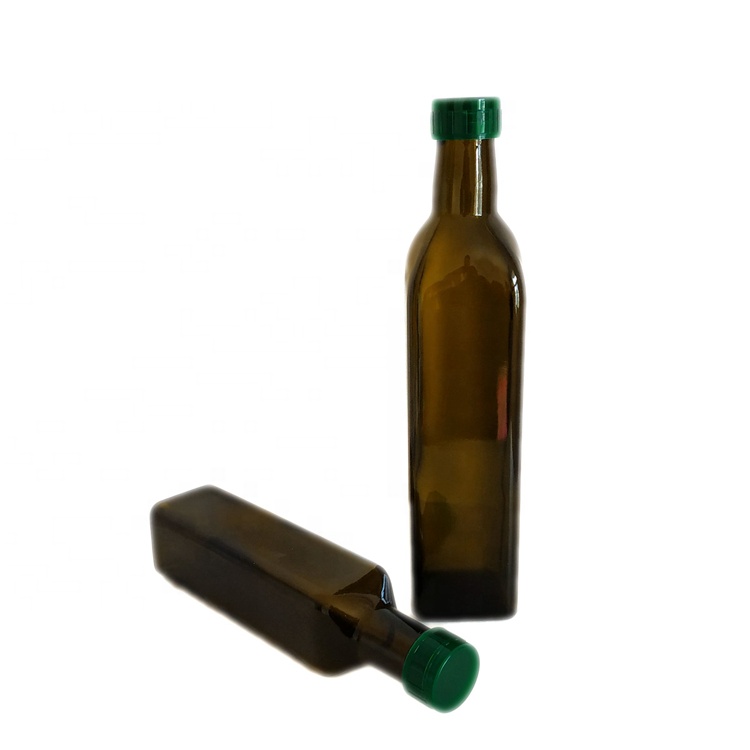 Food Grade 250ml 500ml 750ml 1000ml Square Dark Green Marasca Glass Bottle Olive Oil Bottle 500ml Antique Green Round Olive oil