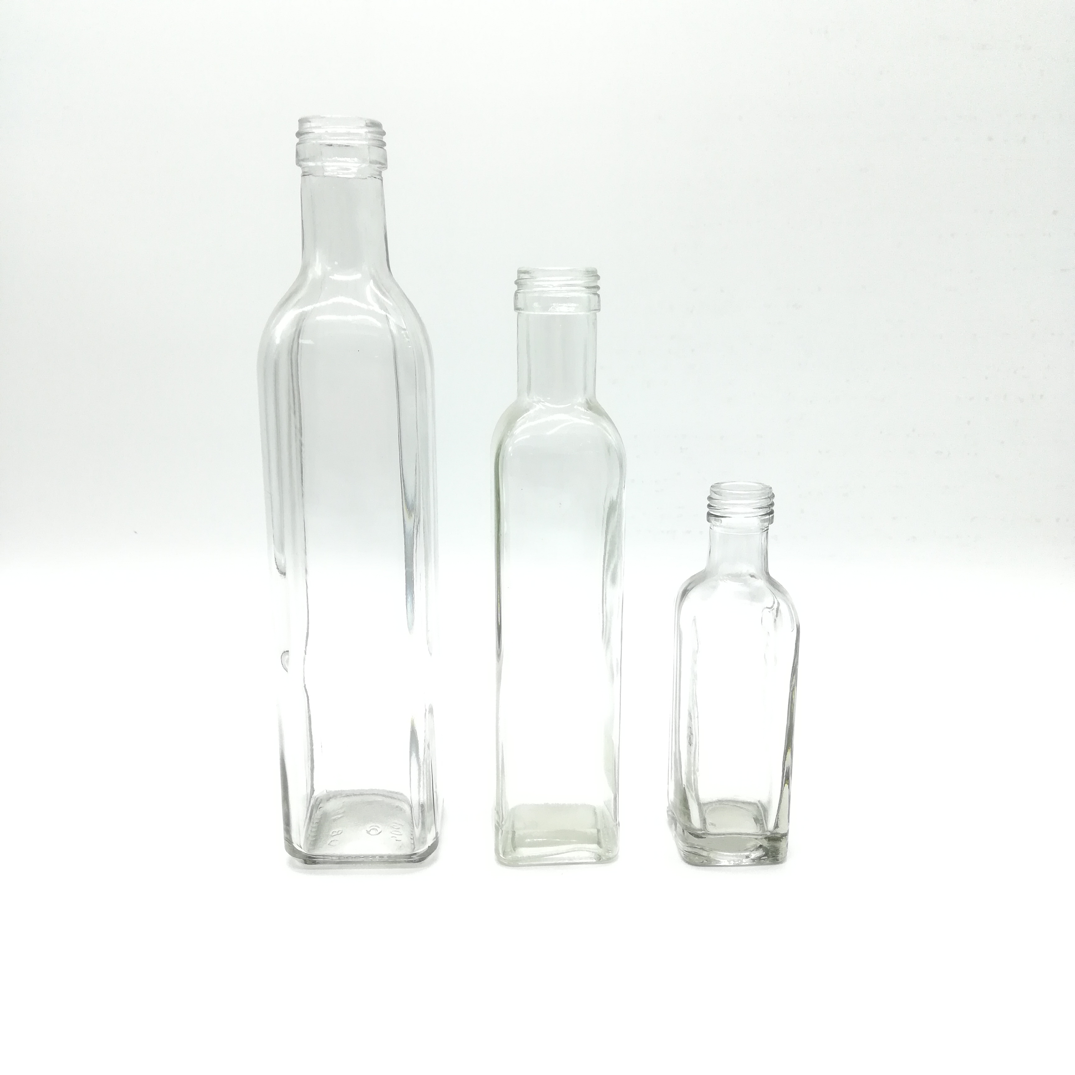 Food Grade 250ml 500ml 750ml 1000ml Square Dark Green Marasca Glass Bottle Olive Oil Bottle
