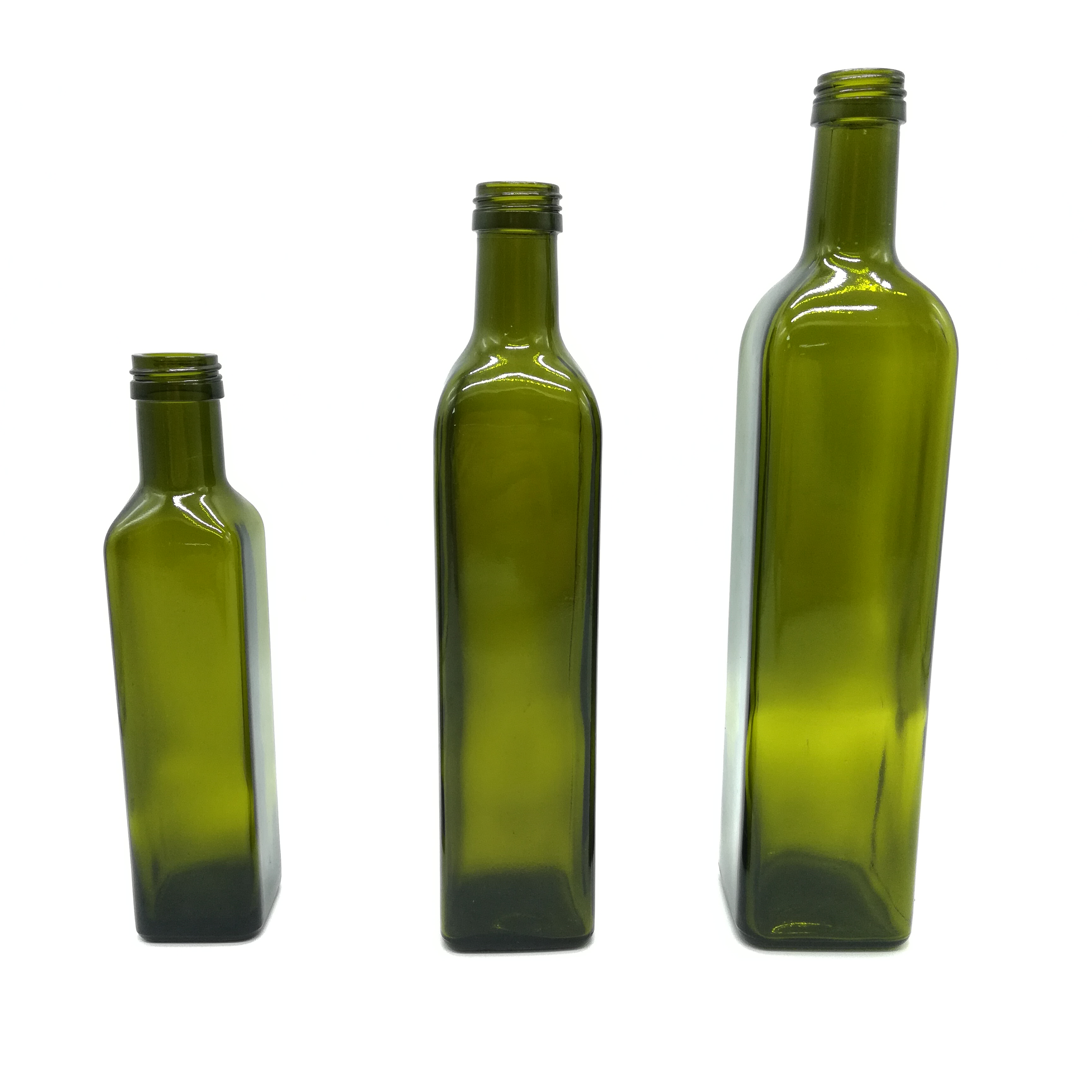 Food Grade 250ml 500ml 750ml 1000ml Square Dark Green Marasca Glass Bottle Olive Oil Bottle