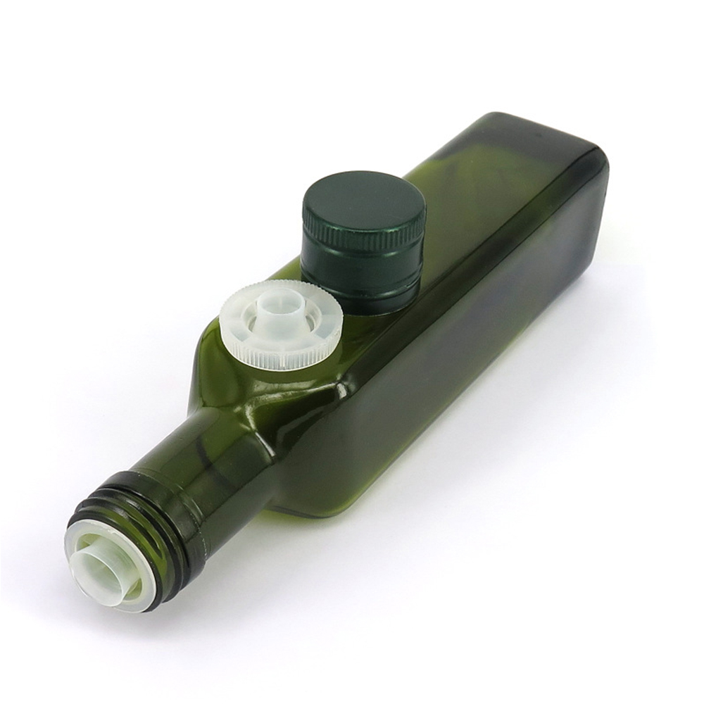 Food Grade 250ml 500ml 750ml 1L Empty Square Antique Green Marasca Glass Bottle For Olive Oil
