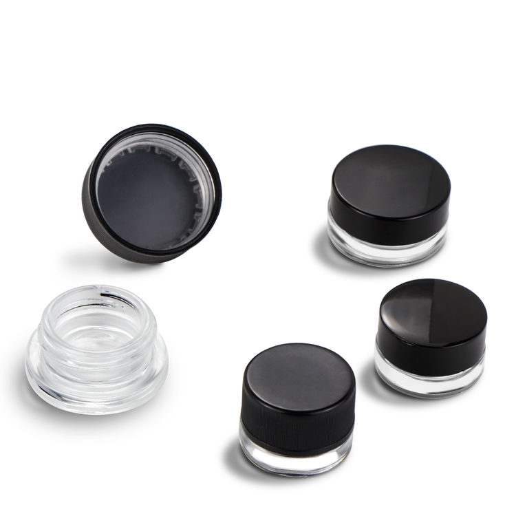 Food Grade 3 5 7 9 ml Empty Wax oil Child Proof Resistant Concentrate Glass Container Jars with Black Lids