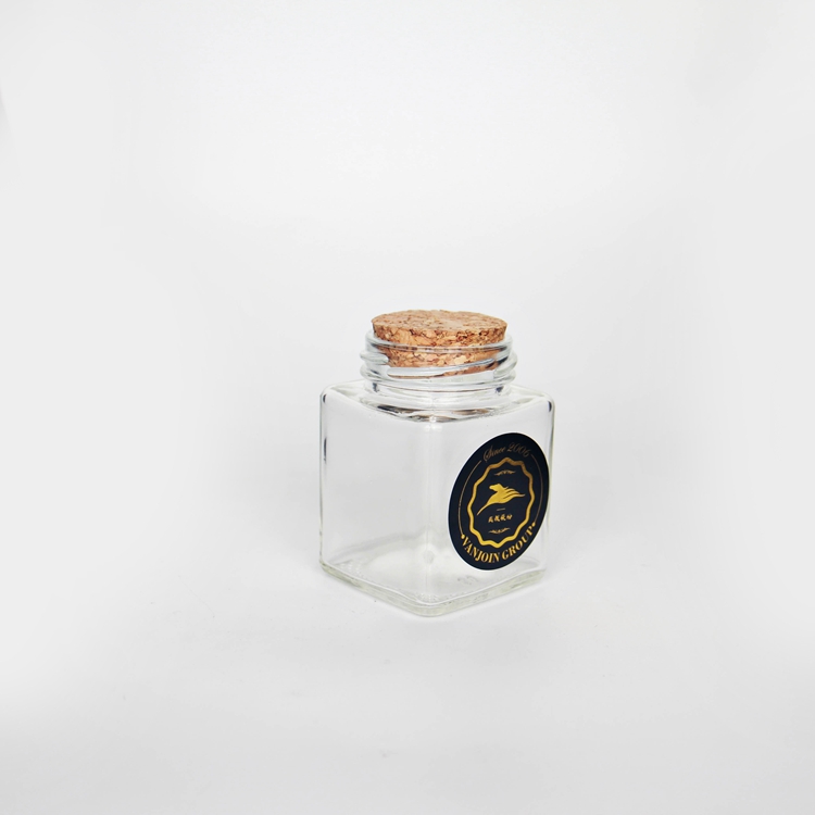 Food Grade 30ml 1oz Square Glass Food Jars With Cork Tea Jars Glass