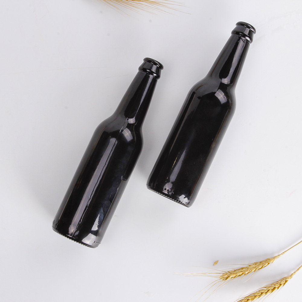 Food Grade 330 ml 500 ml Amber Beer Glass Bottles With Crown Caps