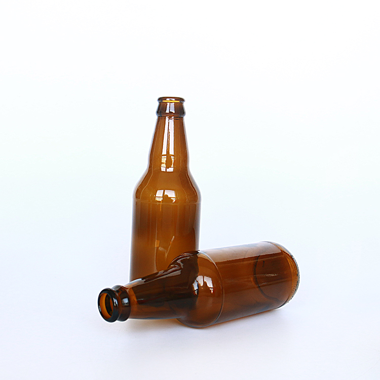 Food Grade 330 ml 500 ml Amber Beer Glass Bottles With Crown Caps