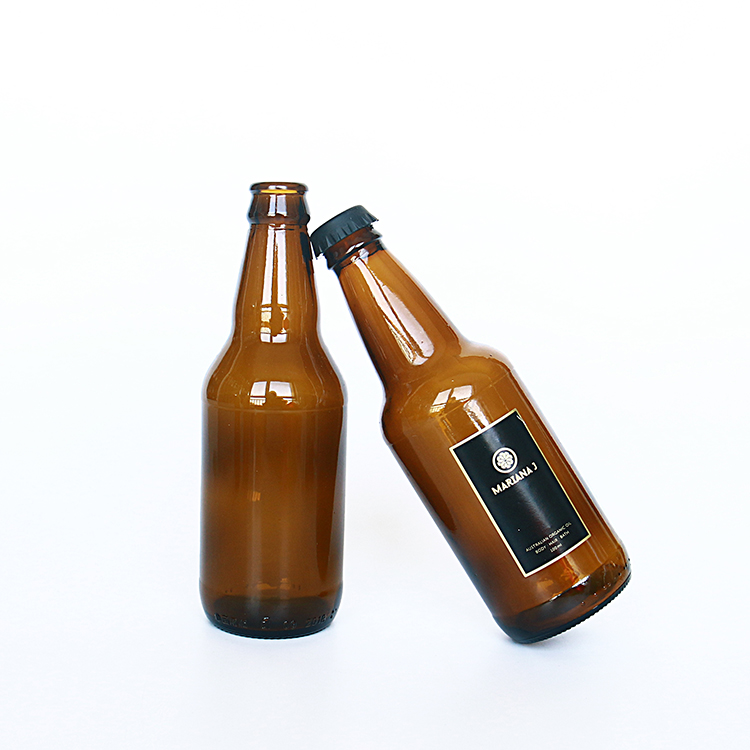 Food Grade 330 ml 500 ml Amber Beer Glass Bottles With Crown Caps