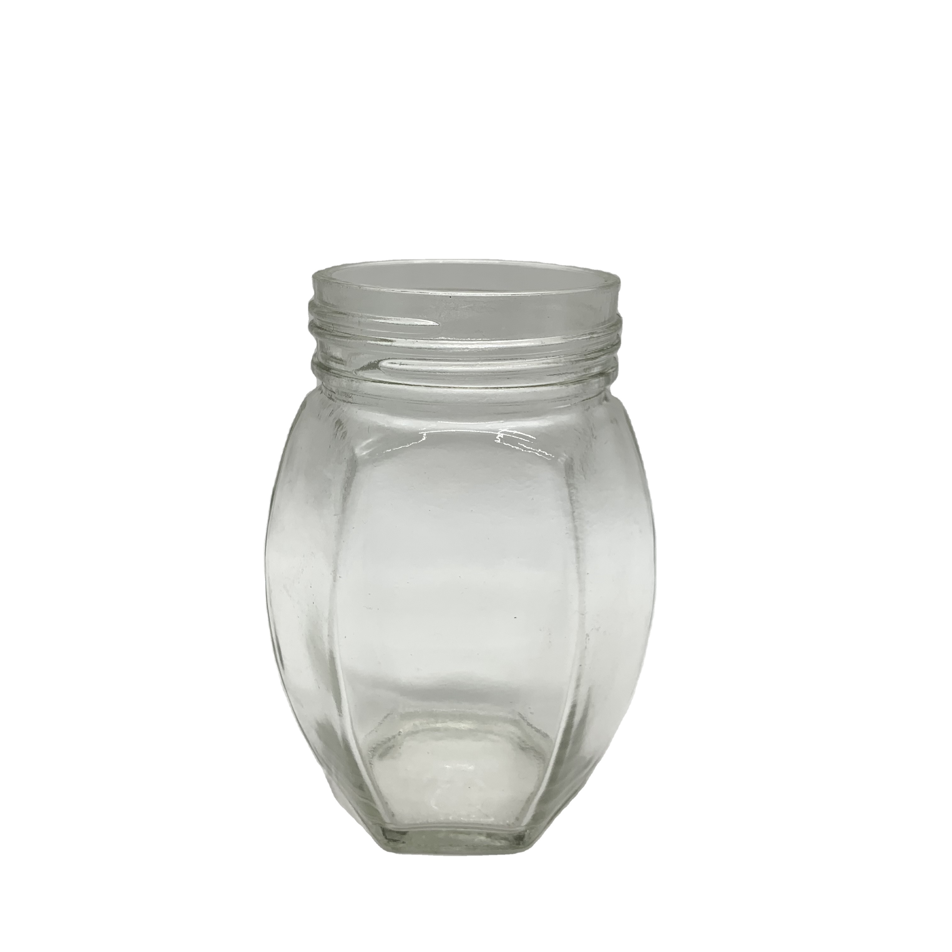 Food Grade 350ml 500ml Oval Hexagon Glass Jar For Honey Jam Food