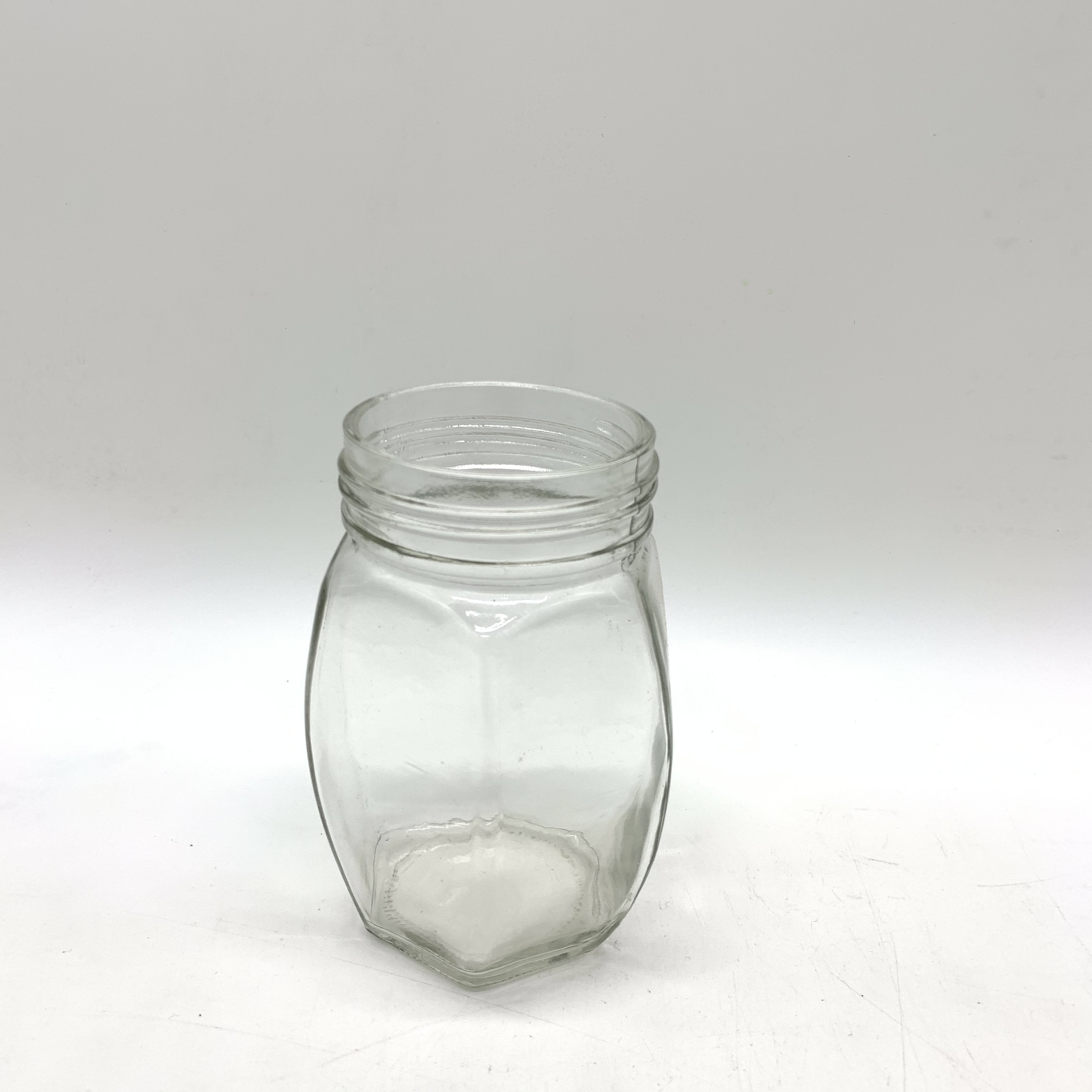 Food Grade 350ml 500ml Oval Hexagon Glass Jar For Honey Jam Food