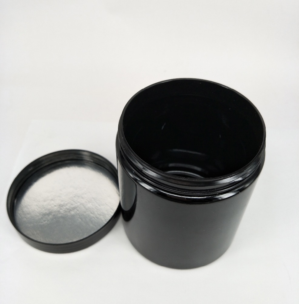 Food Grade 500ml Shiny Black Plastic Wide Mouth Jar