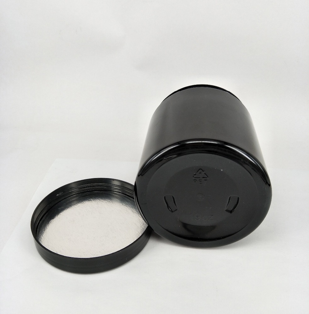 Food Grade 500ml Shiny Black Plastic Wide Mouth Jar