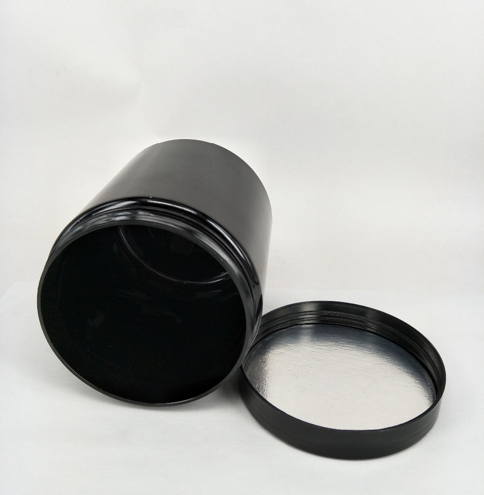 Food Grade 500ml Shiny Black Plastic Wide Mouth Jar