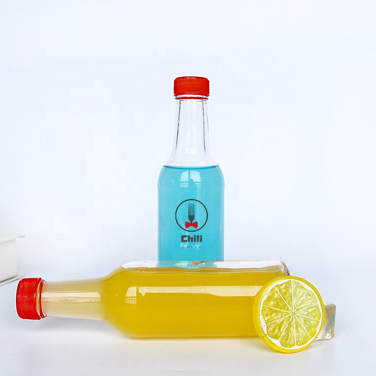 Food Grade 5oz 8oz Round Clear Woozy Empty Chili Sauce Vinegar Glass Bottles With Plastic Screw Cap