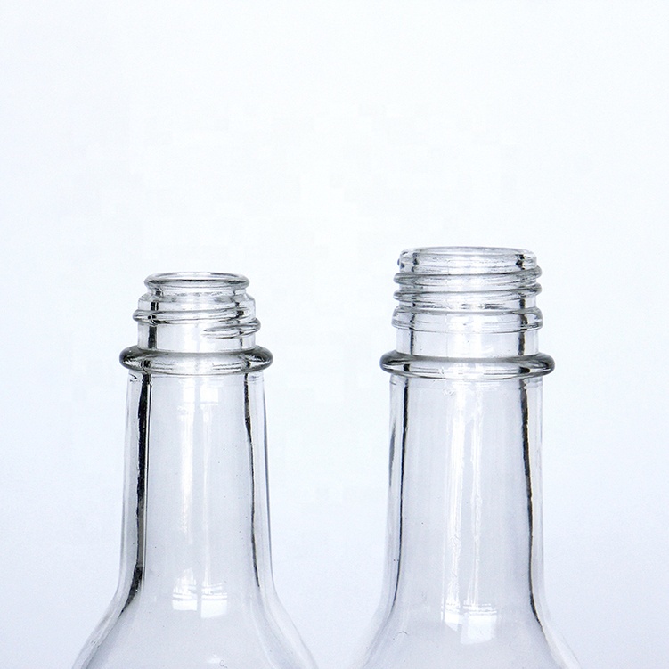 Food Grade 5oz 8oz Round Clear Woozy Empty Chili Sauce Vinegar Glass Bottles With Plastic Screw Cap