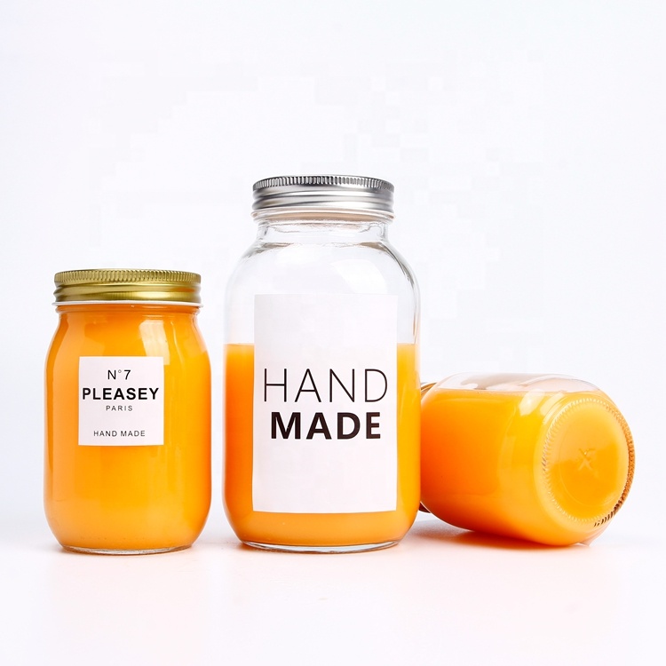 Food Grade 8oz 16oz 32oz Empty Clear Glass Mason Jar Food Storage Glass Jar with Lids for Canning