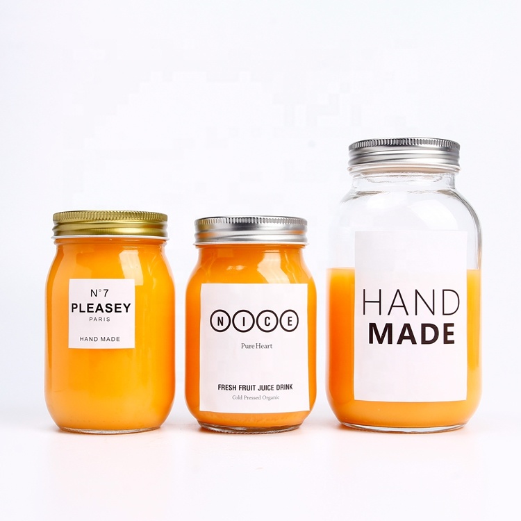 Food Grade 8oz 16oz 32oz Empty Clear Glass Mason Jar Food Storage Glass Jar with Lids for Canning