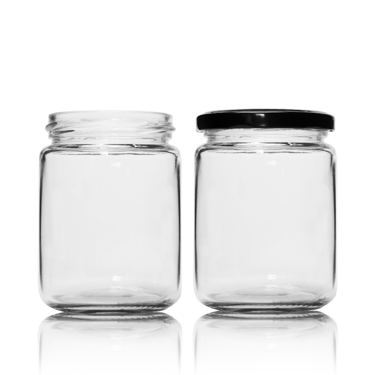 Food Grade 8oz 250ml Round Glass Jars for Honey Jam Pickles with Metal Lids