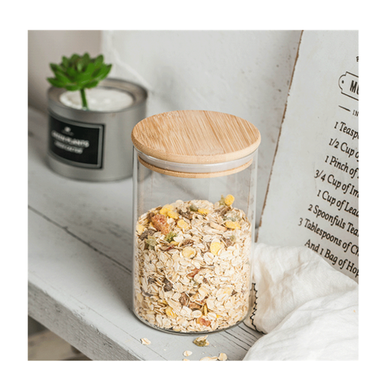Food Grade Acacia Wood Seal Lid Glass Jar Food Jar With Lid, Glass Storage Jars Airtight Lid