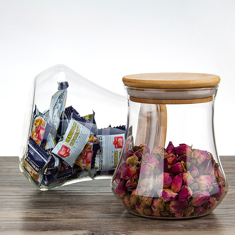 Food Grade Acacia Wood Seal Lid Glass Jar Food Jar With Lid, Glass Storage Jars Airtight Lid