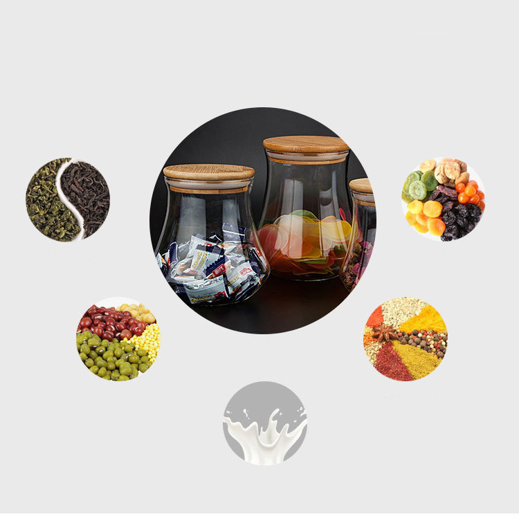 Food Grade Acacia Wood Seal Lid Glass Jar Food Jar With Lid, Glass Storage Jars Airtight Lid