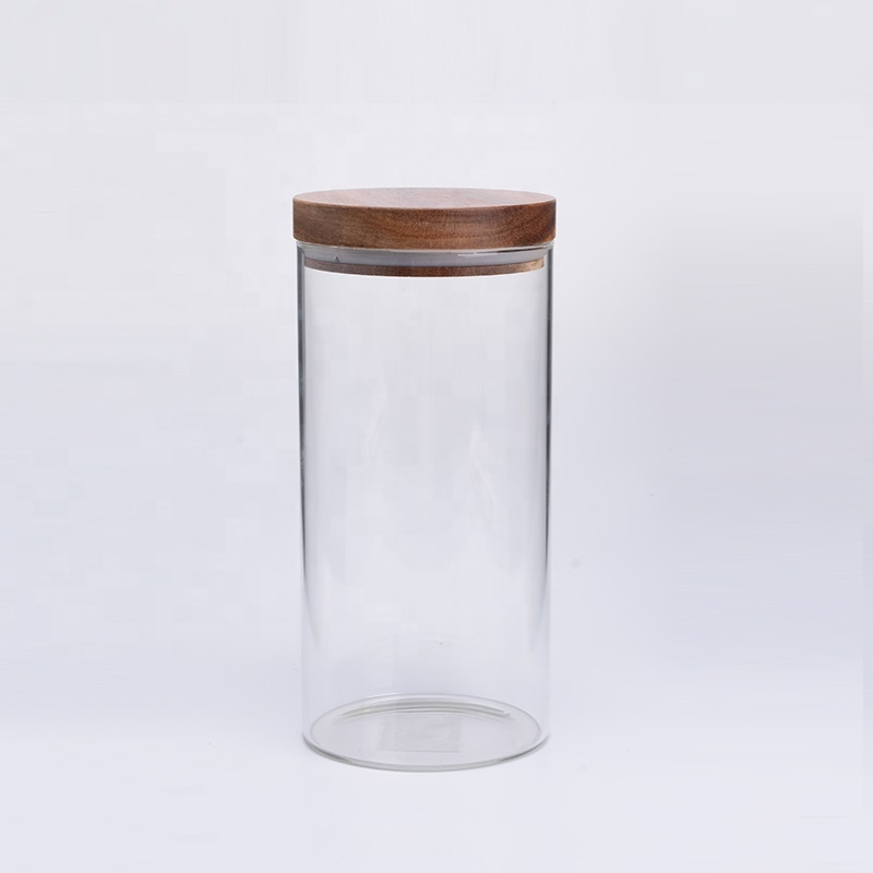 Food Grade Acacia Wood Seal Lid Glass Jar