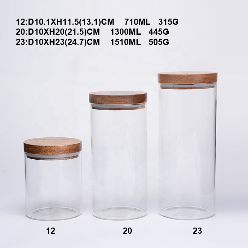Food Grade Acacia Wood Seal Lid Glass Jar