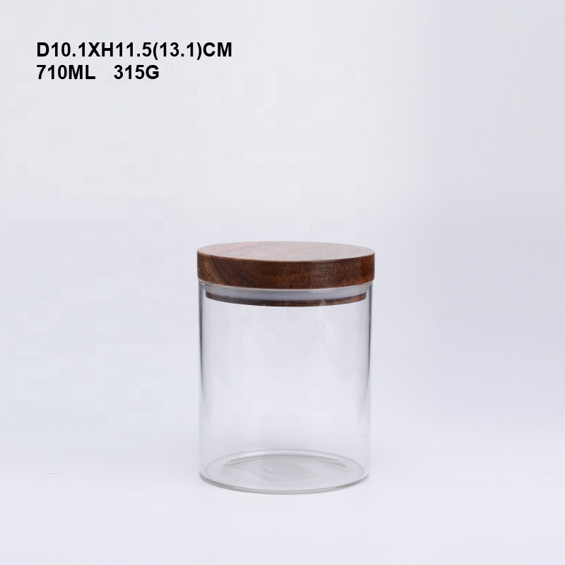 Food Grade Acacia Wood Seal Lid Glass Jar