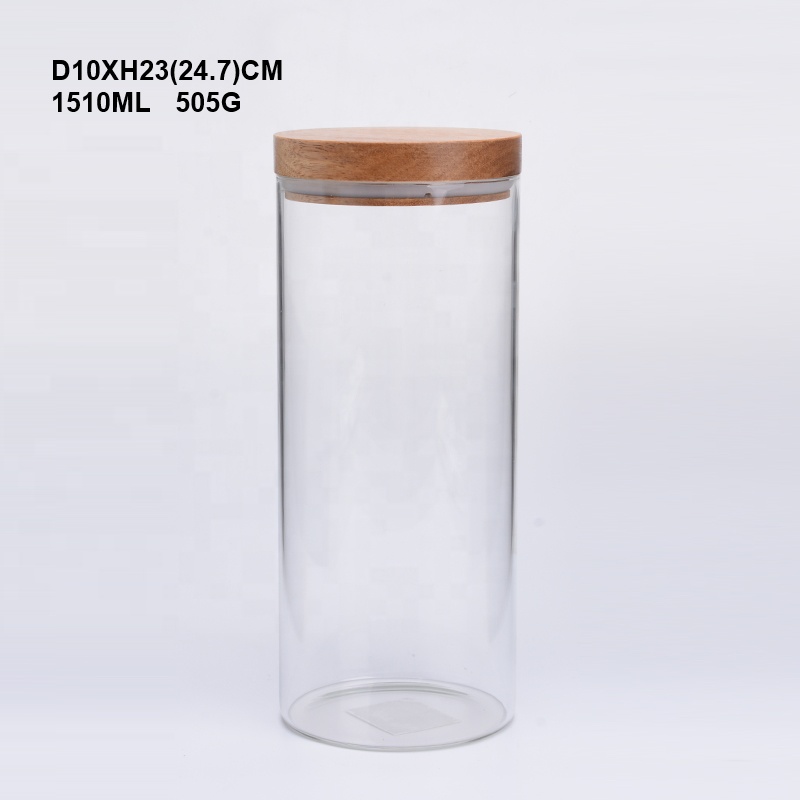 Food Grade Acacia Wood Seal Lid Glass Jar