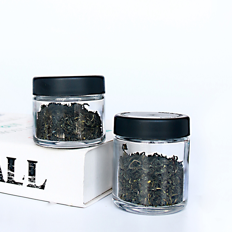 Food Grade Clear Glass Jar Glass Herb Jar with CR Cap