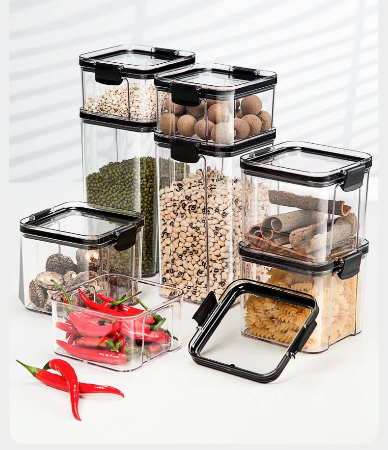 Food-Grade Clear Plastic Cereal Food Storage Containers With Easy-Locking Seal Lids For Kitchen Pantry Dry Food Grains
