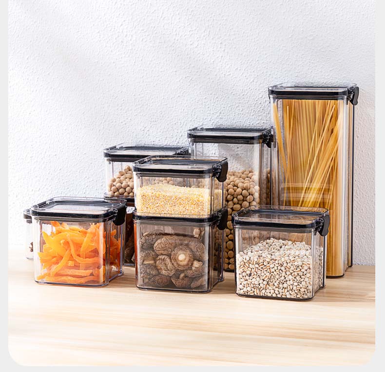 Food-Grade Clear Plastic Cereal Food Storage Containers With Easy-Locking Seal Lids For Kitchen Pantry Dry Food Grains