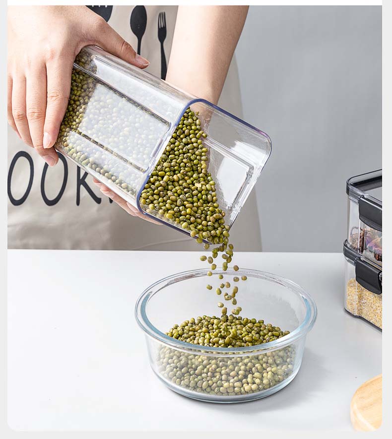 Food-Grade Clear Plastic Cereal Food Storage Containers With Easy-Locking Seal Lids For Kitchen Pantry Dry Food Grains