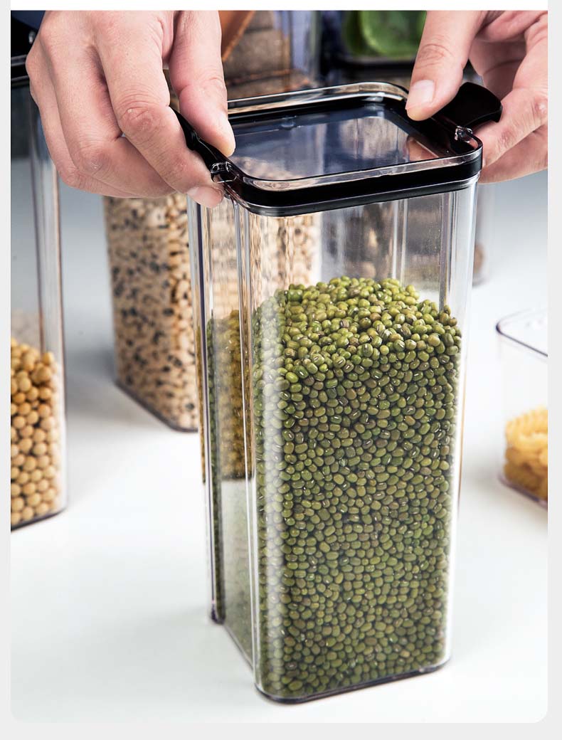 Food-Grade Clear Plastic Cereal Food Storage Containers With Easy-Locking Seal Lids For Kitchen Pantry Dry Food Grains