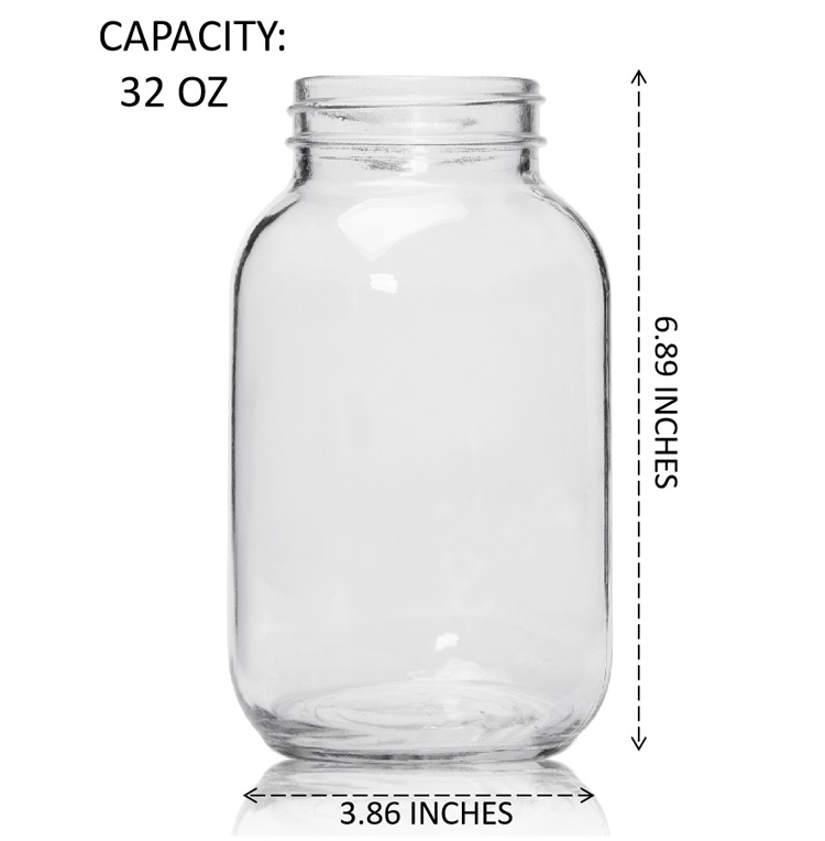 Food Grade Clear Round 1000 ml Glass Jars for Candy Cookie Food Storage