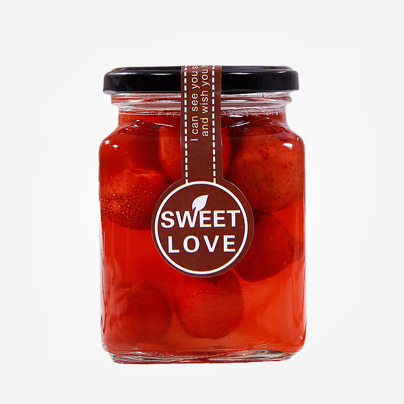 Food Grade Clear Square 250ml 350ml Glass Honey Jar Jam Jar Candy Jar with Metal Lid